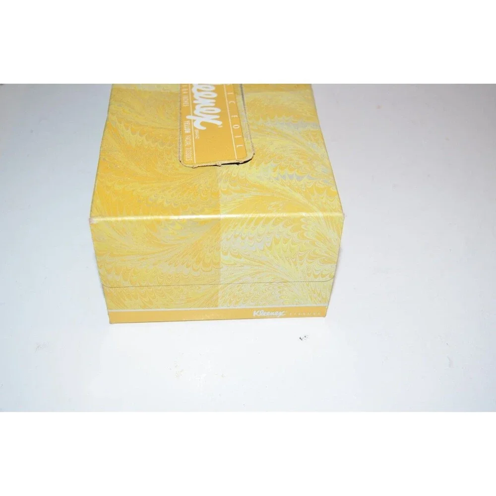 Vtg 80s Kleenex Yellow Facial‎ Tissues Classic 1987 Family Size 175-2 Ply